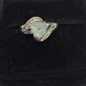 Aquamarine Ring size 8 1/2. Sterling Silver